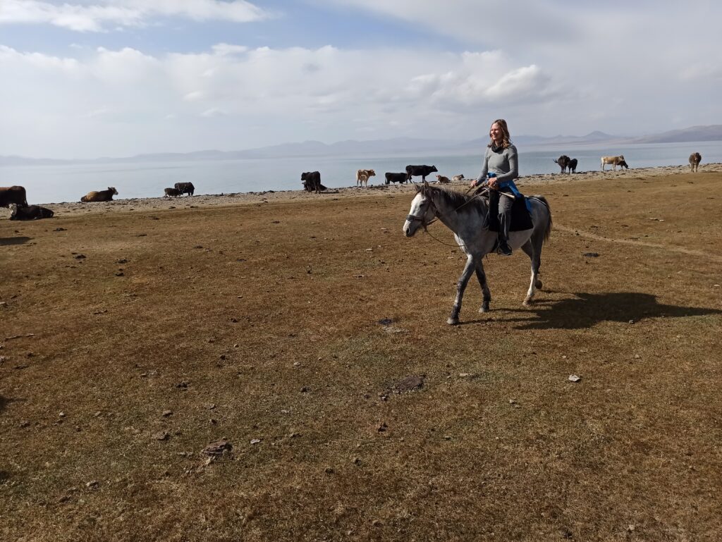 Olga on the plains at Son Kul